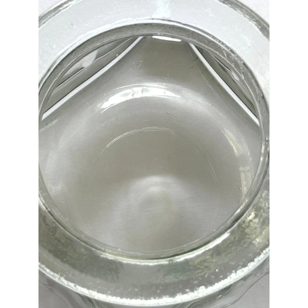 VTG MCM Clear Glass Apothecary Canister Ruby Red Ceramic Lid Cottagecore Style